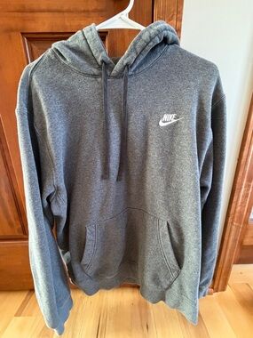 Nike Charcoal Gray Pullover Hoodie with Small White Logo